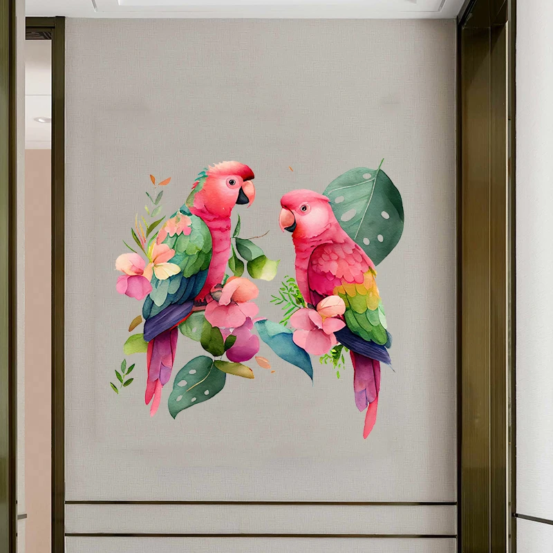 T303# Owl Parrots Birds Heron Floral Cartoon Animals Wall Sticker Bathroom Toilet Decor Living Room Cabinet Refrigerator Decals