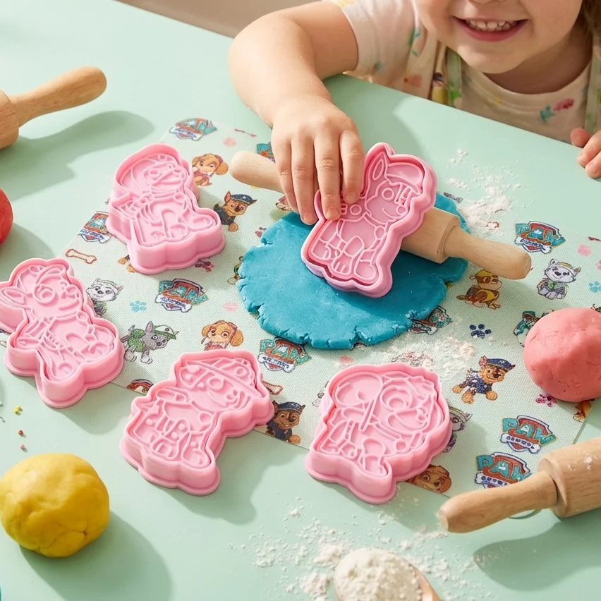 Paw Patrol Anime Figure Cookie Mould Set - Plastic DIY Baking Frosting Crackers Press Mold Cutter for Cartoon Cake Tooling