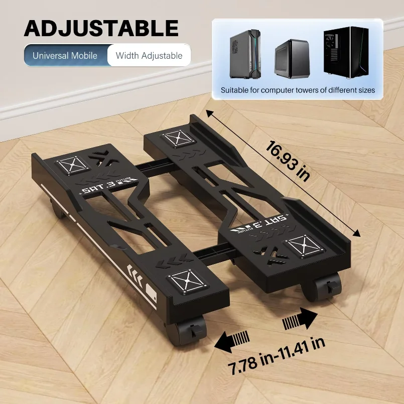 New CPU Stand Adjustable Bracket PC Holder Cart Mobile Computer Tower Stand with Rolling Caster Wheels Adjustable Desktop Stand