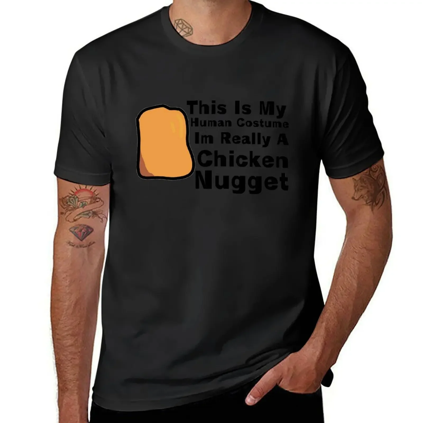 

This Is My Human Costume Im Really A Chicken Nugget Black Text Essential T-Shirt sublime t shirts for men graphic