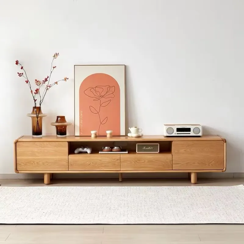 أمريكا الشمالية جميع الخشب الصلب البلوط الأبيض خزانة التلفزيون خشب الكرز غرفة المعيشة خزانة أرضية المنزل #1