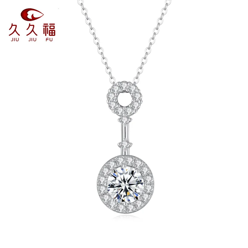 Female Pendulum Pendant Necklace, PT950 Platinum and 1 Carat Moissanite, create elegant light luxury wearing effect.