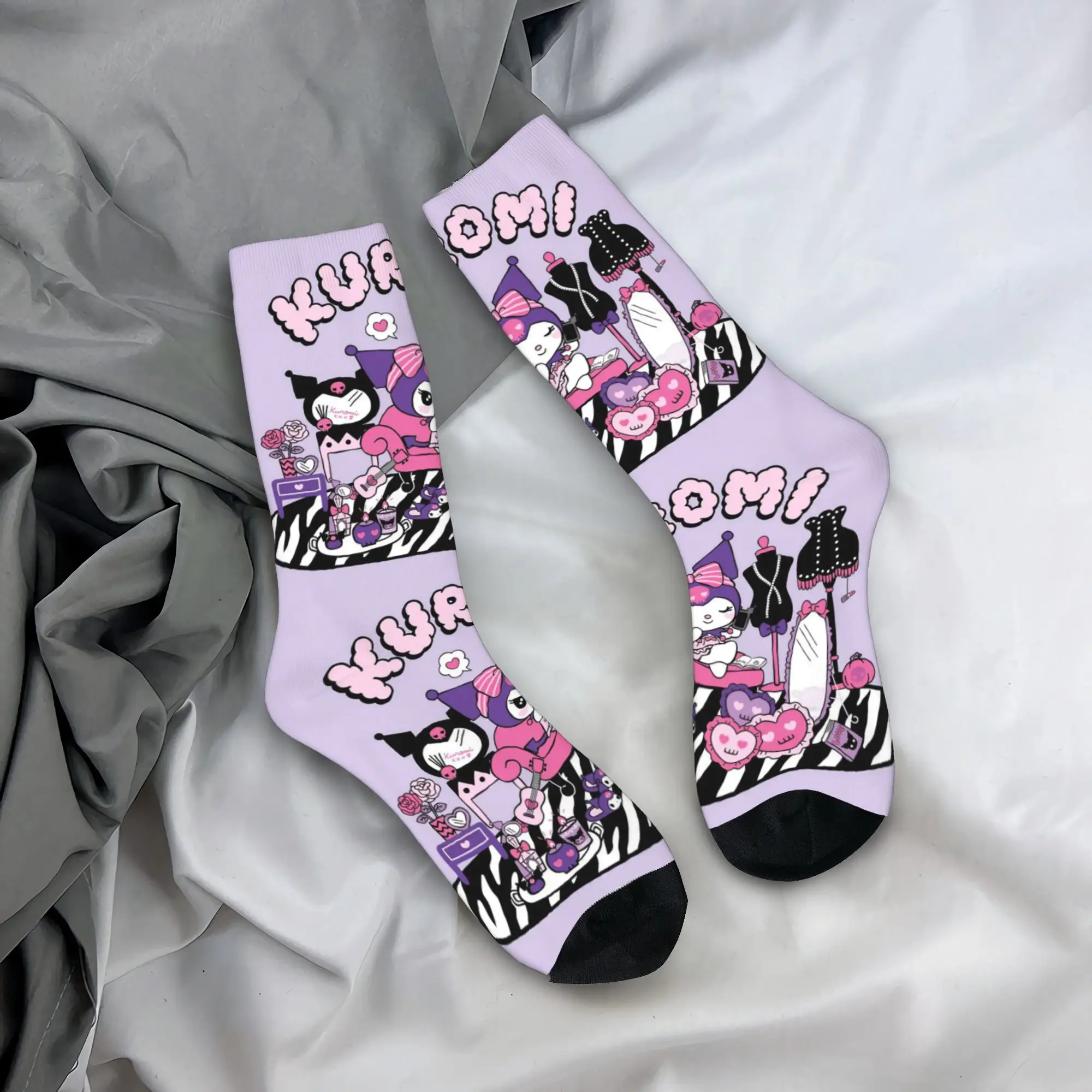 

Autumn Winter Funny Men's Women's Kuromi Anime Socks Cute Cartoon Non-slip Middle Tube Socks