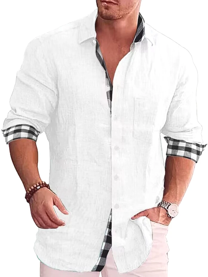 

Мужская рабочая одежда: льняная рубашка с длинным рукавом, лоскутный дизайн, защита от солнца, открытый кардиган из хлопка и льна