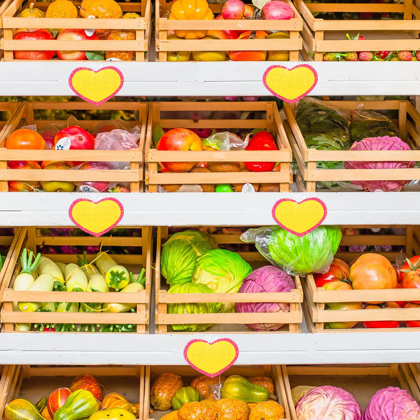 

500Pcs Heart Price Tags Paper Display Pricing Tags for Supermarket Grocery Store Fruit Counter Sale Signs Retail Shop Promotion