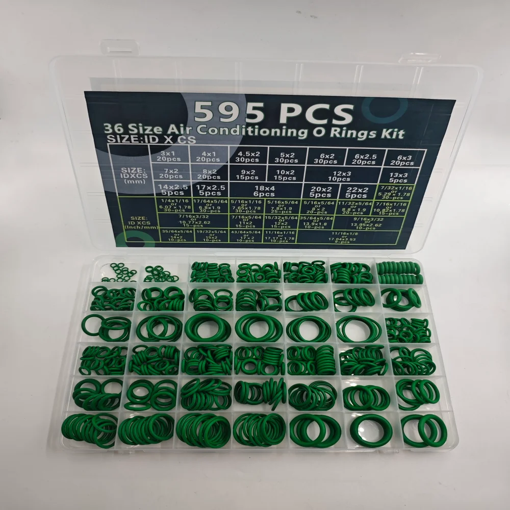 595/270-teiliges Klimaanlagen-O-Ring-Set, Sortiment mit 36 Größen, O-förmige Dichtungsringe, Gummi-Zubehör für Wartungsarbeiten – Detail 1