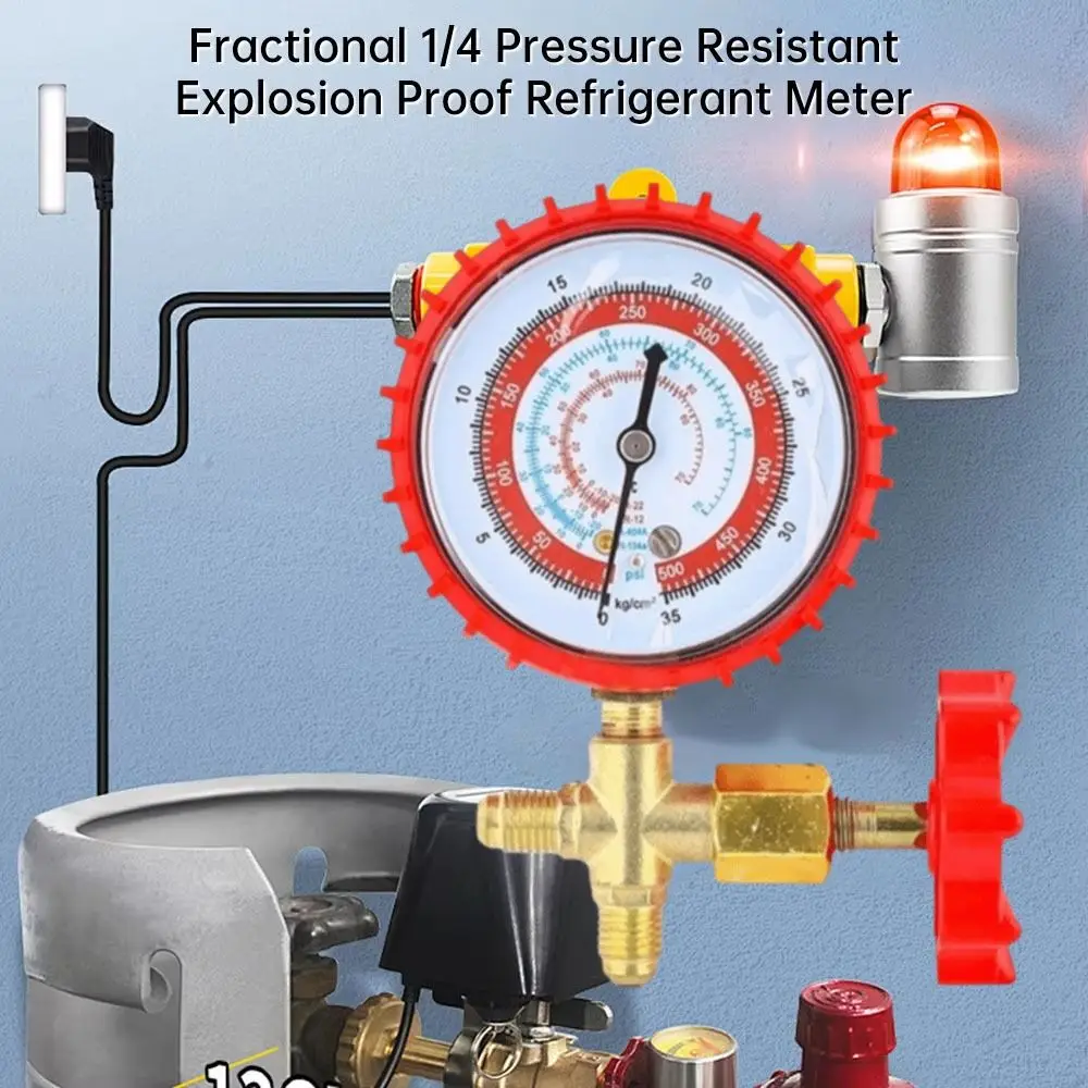 Low Side Single Manifold Air Conditioning Pressure Gauge Control Valve Adapter Hose Refrigerant Pressure Gauge