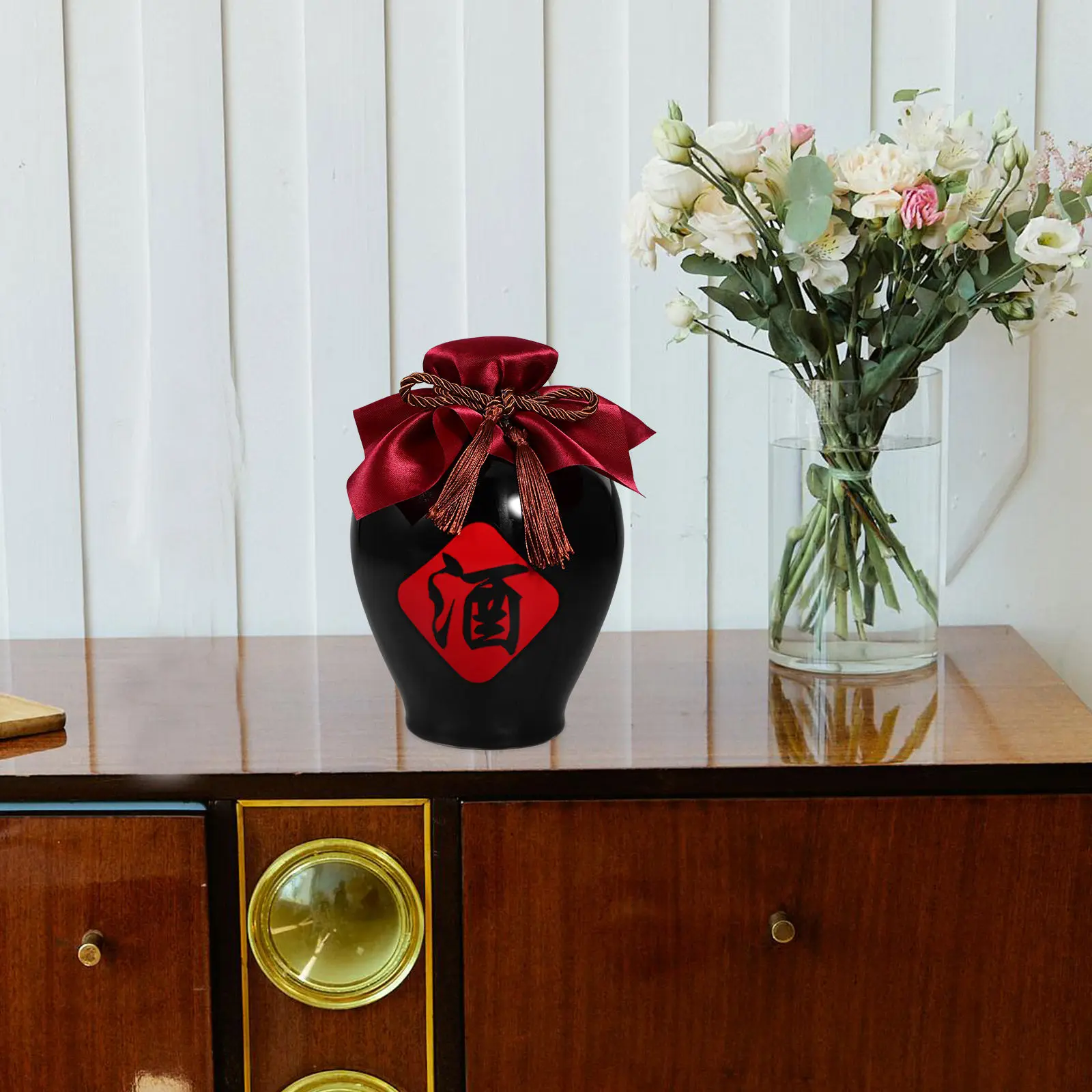 

Vintage Ceramic Wine Jar Airtight Chinese Wine Pot Traditional Storage Container for Home Bar Restaurant Decoration