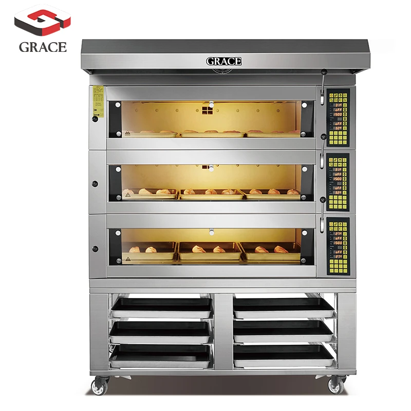 GRACE New Commercial Electric Deck Oven Digital Control Large Capacity for Corn Fruit Water Processing European Style Bakery