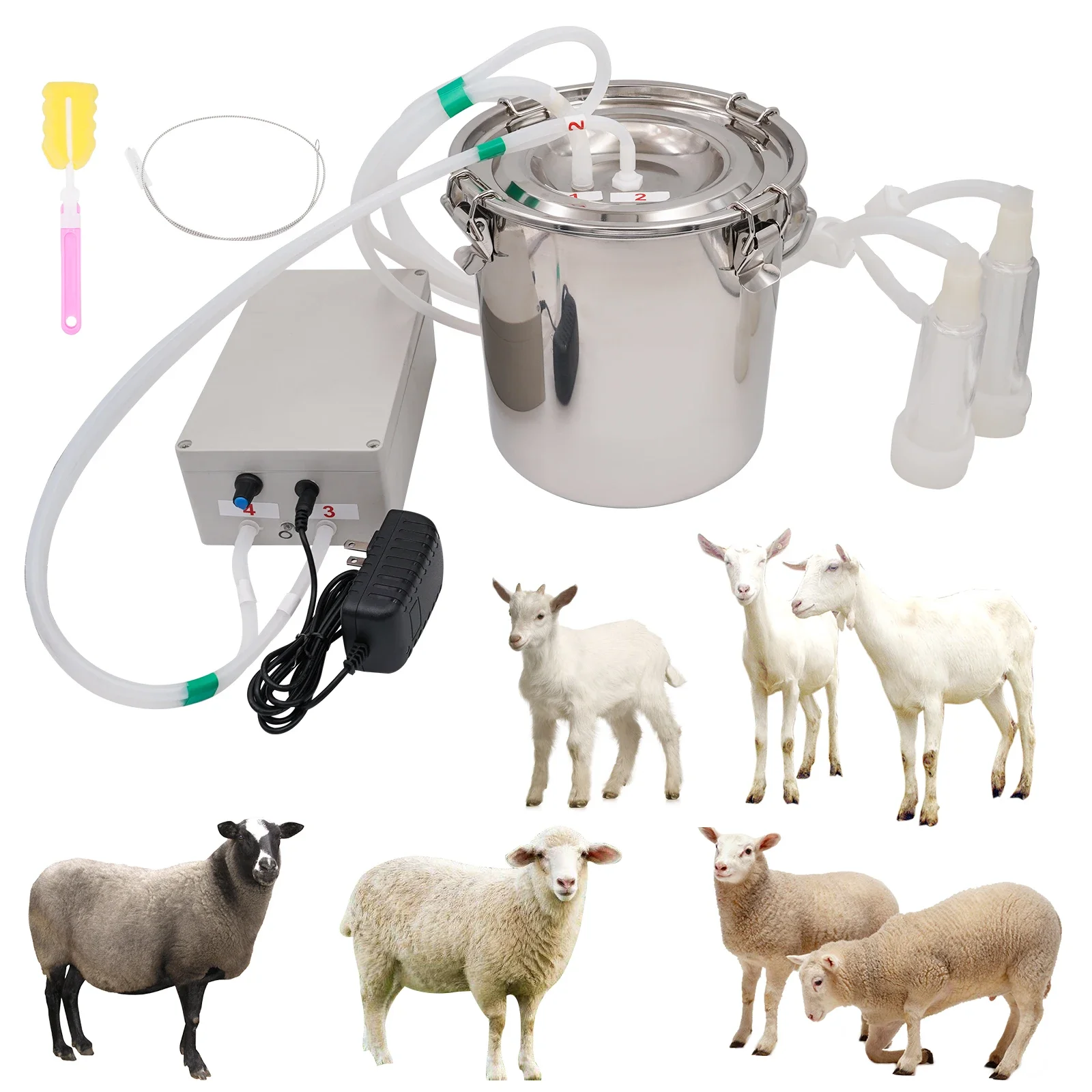 Automatic Stopping Pulsating Speed Adjustable Sheep Cow Milking Machine Portable Electric Sheep Goat Milker Machine