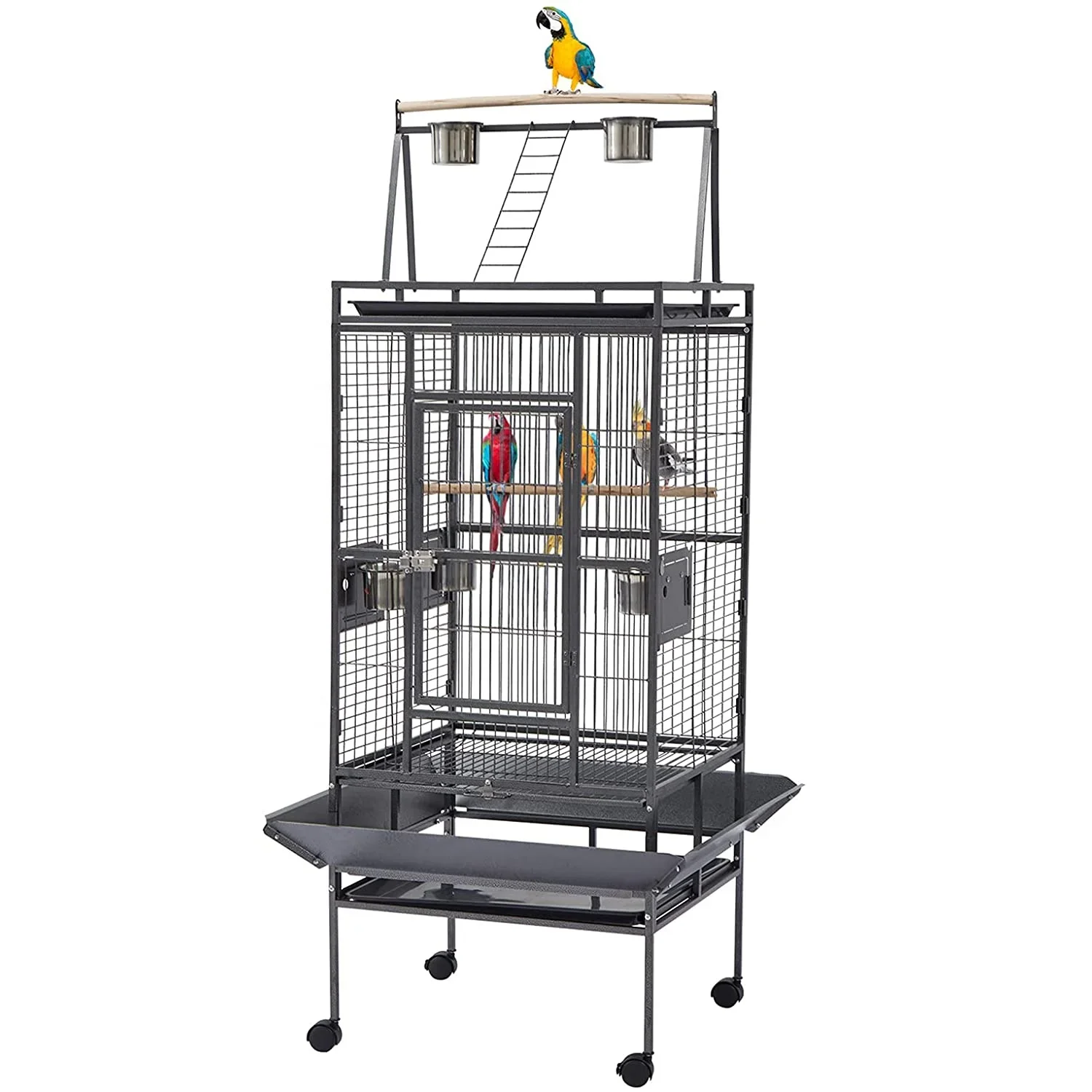 TTBird Cage Parrot Cage Black Large Indoor and Outdoor Extra Large Space Bird Villa with Wheels Accessories