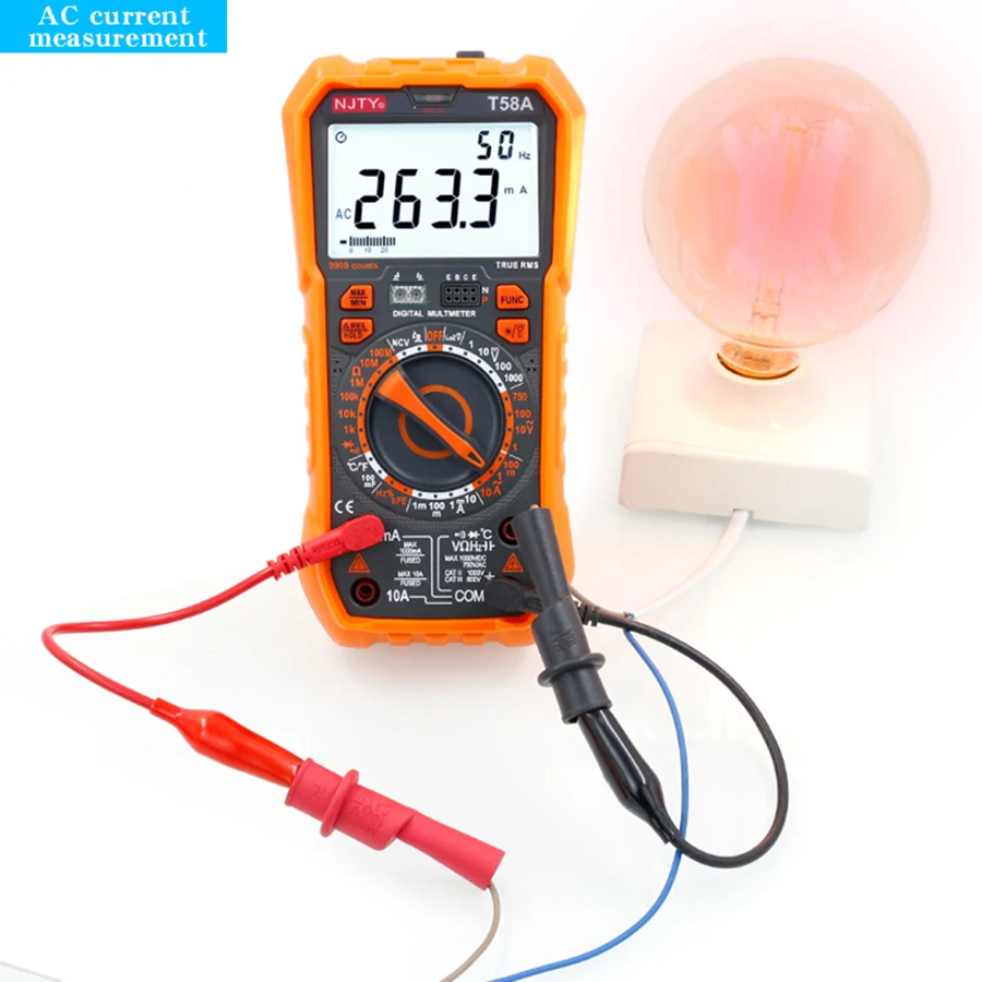 NJTY 58A Multimeter High-Precision Digital Display Smart Burn-Proof Household Electrician Capacitance Meter