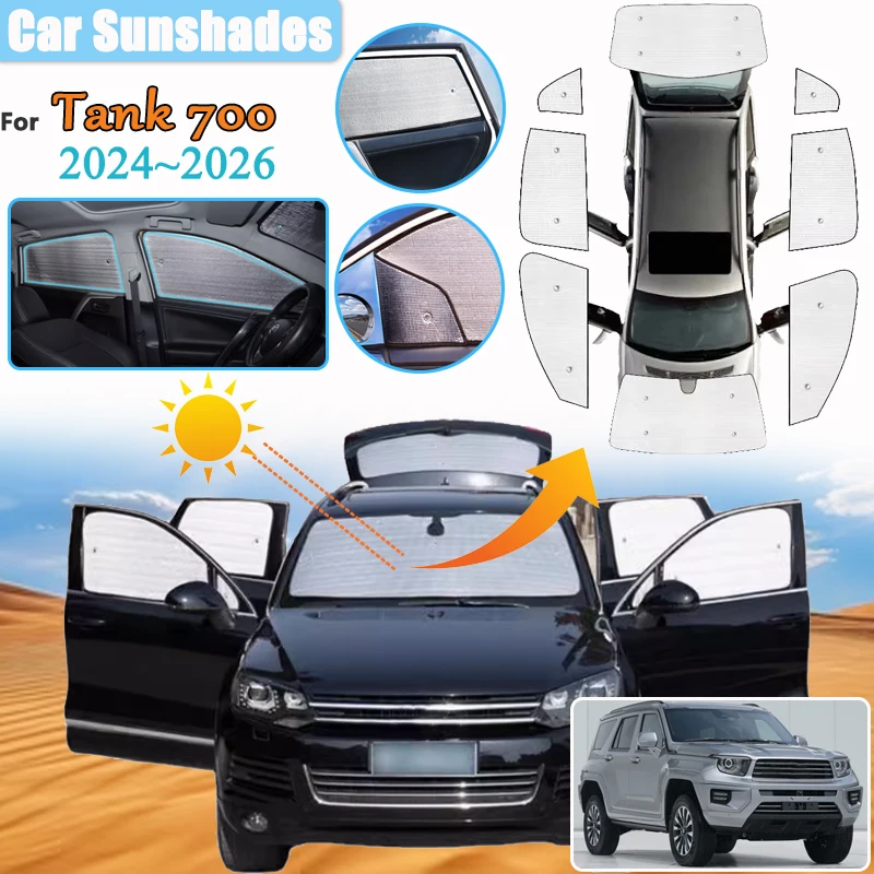 

For GWM Tank 700 Accessories Hi4-t 2024 2025 2026 Full Coverage Sunshade Reflector Shade Visor Sunscreen Window Protection Shade