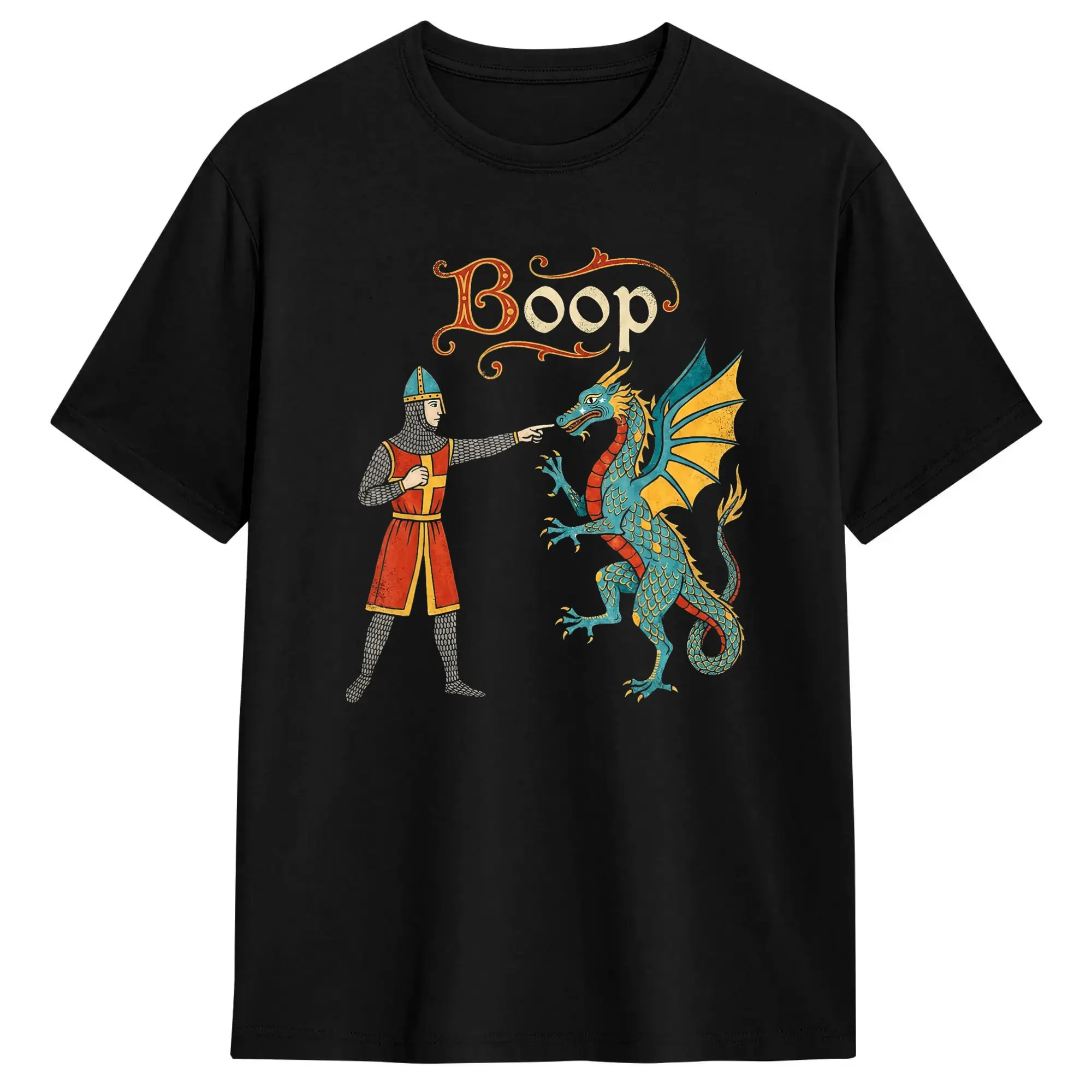 Boop Medieval Knight Dragon Funny Ren Faire T-Shirt Summer  Cotton T-Shirts For Male Novelty Casual Tshirt Short Sleeve Tops