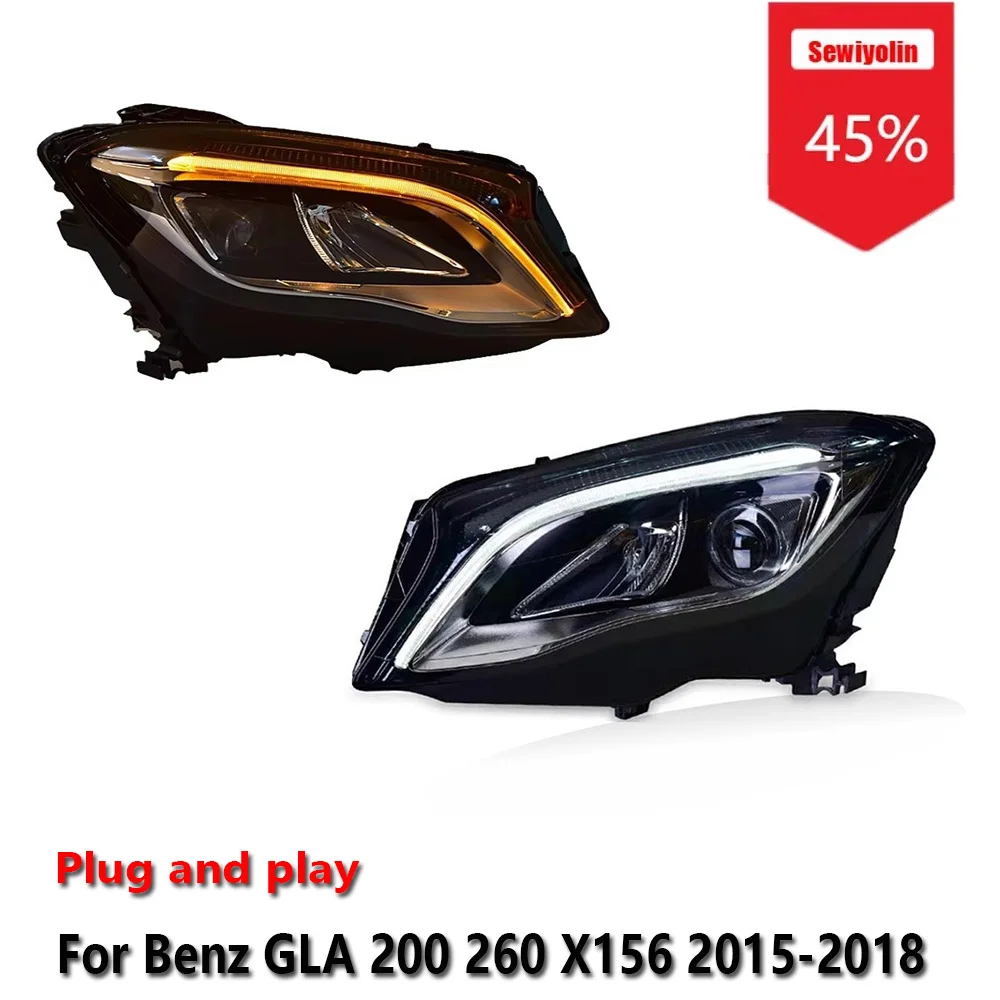 

Sewiyolin Car LED Upgrade Headlight Accessories For Benz GLA 200 260 X156 2015-2018 DRL Brake Turn Signal Lamp Plug and Play