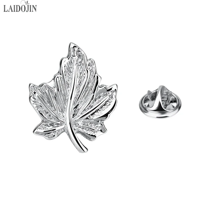 LAIDOJIN Classic Silver plated Leaf Shape Men Lapel Pin Brooches Pins for Mens Brooches Collar Party Engagement Brand Jewelry