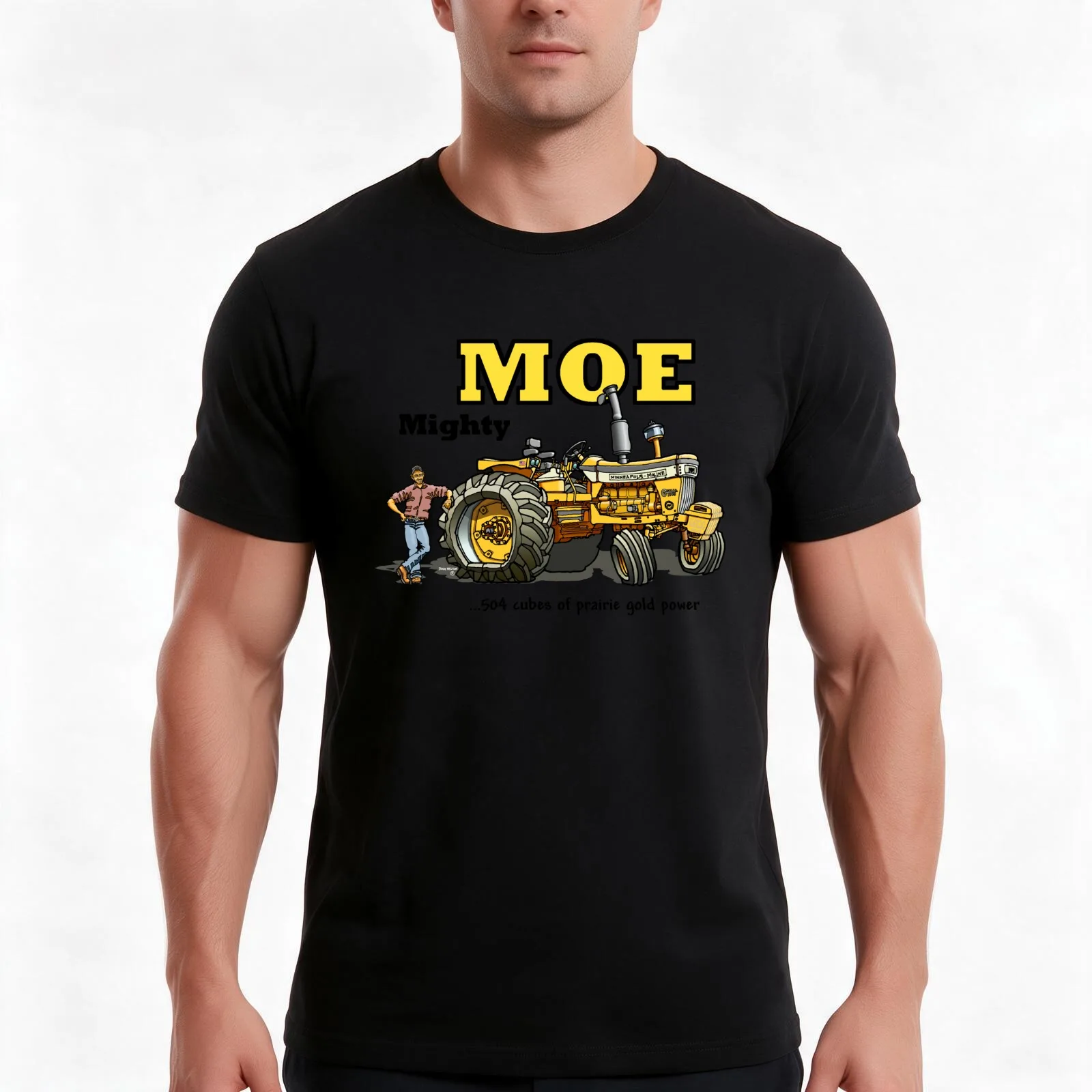 Mighty Moe T-Shirt, Summer Casual Cotton Tee, Oversized Streetwear Tops, Vintage Graphic Print, Loose Fit Short Sleeve