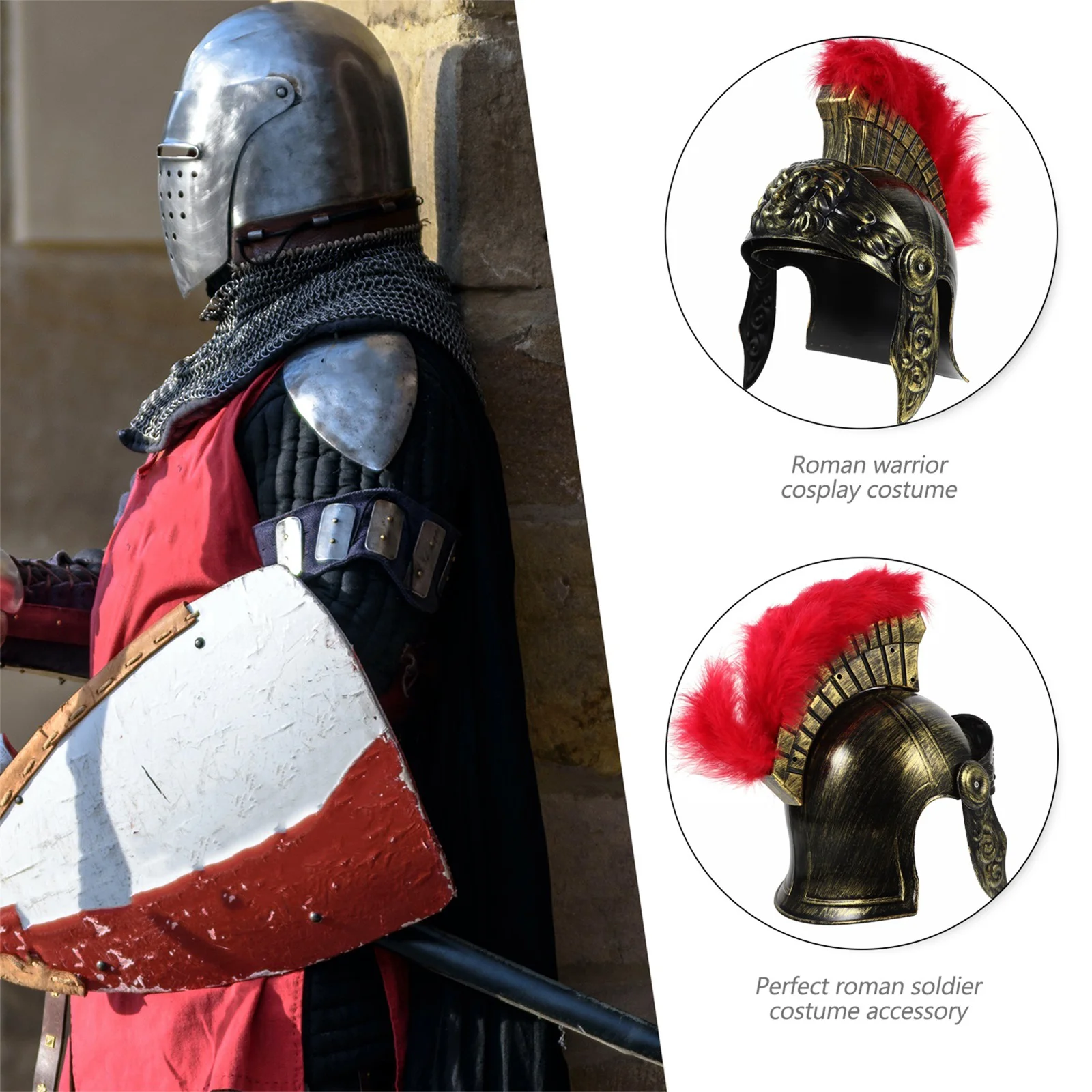 Samurai Hat Men Gladiator Roman Helmets Plush Toy Middle Ages Costume Plastic Soldier Child Hats