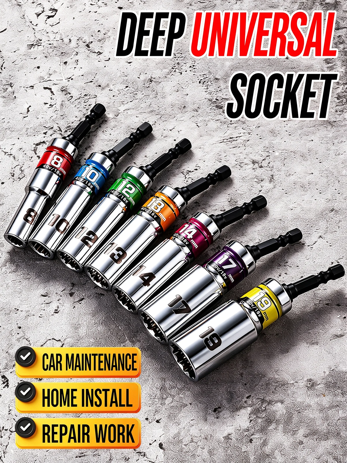 Pneumatic Impact Wrench - Jeu de douilles universelles à impact