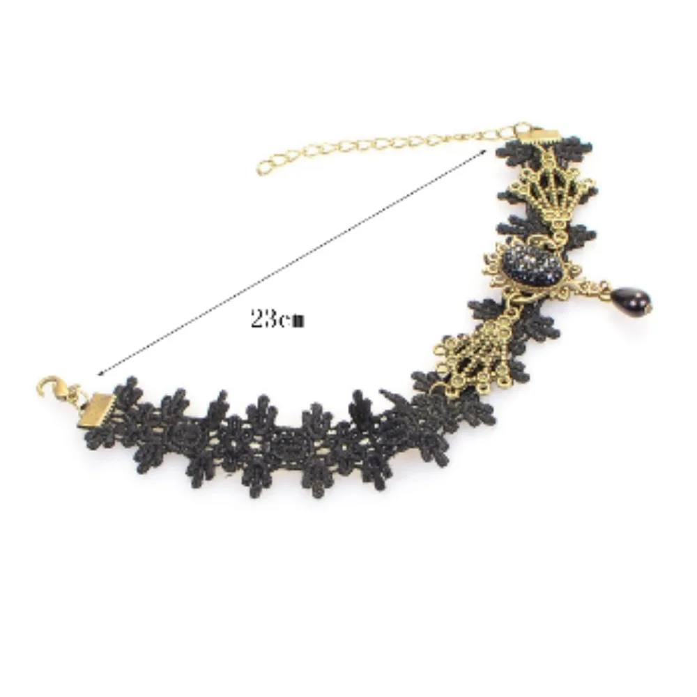 

PESENAR 80's Dress Accessories Black Lace Anklet