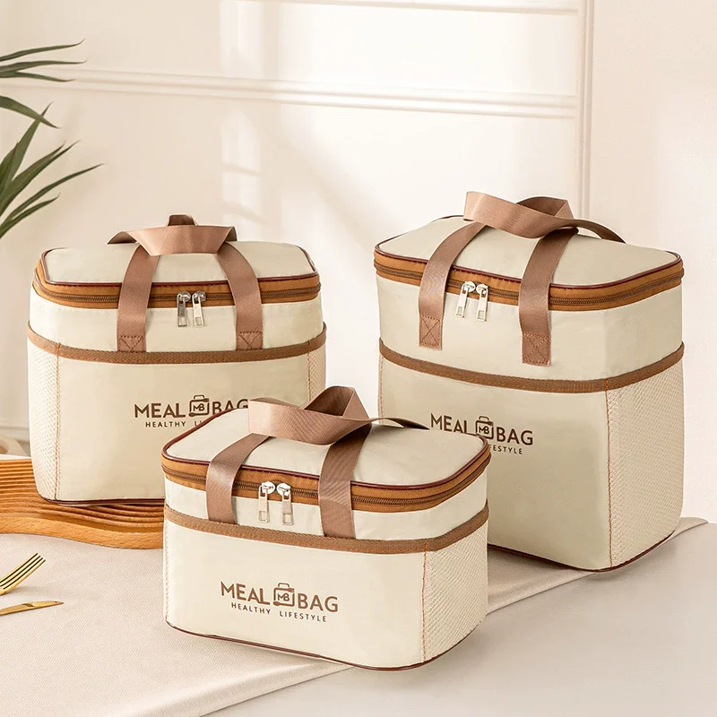 Waterproof Thermal Lunch Tote Bag for Students Office, Thickened Foil Insulated Bento Handbag, Portable Food Carry Pouch