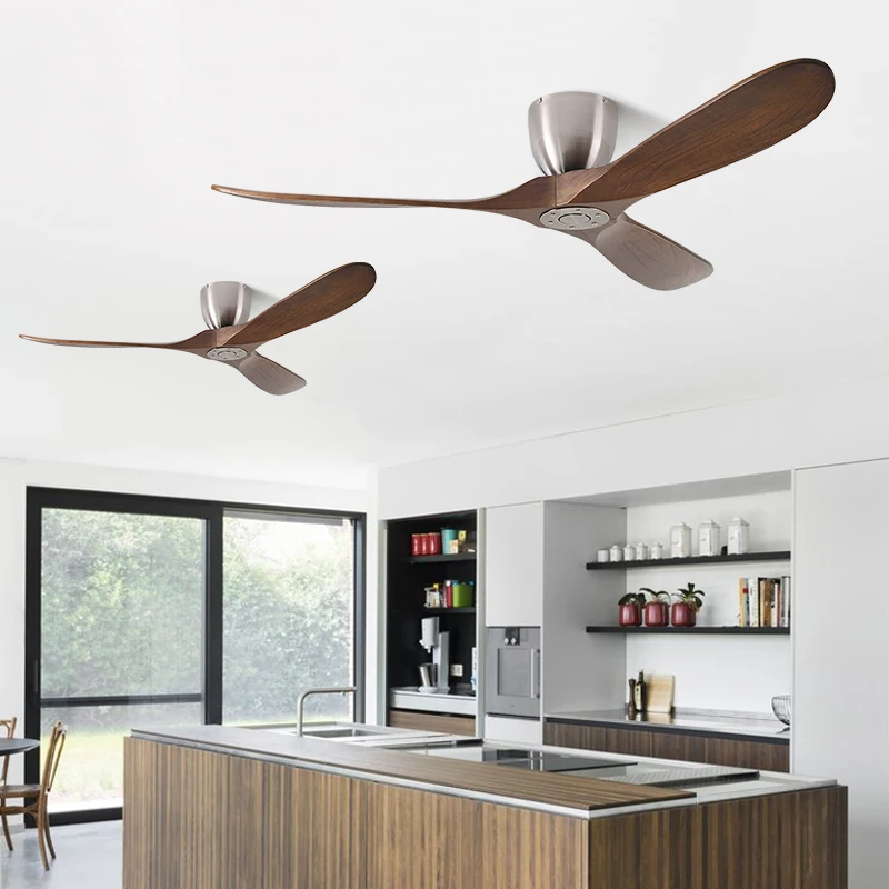 42 52 Inch Ceiling Fan Without LED Light DC Industrial Wooden Remote Control Vintage for Coffee Shop Factory Home Hotel Office