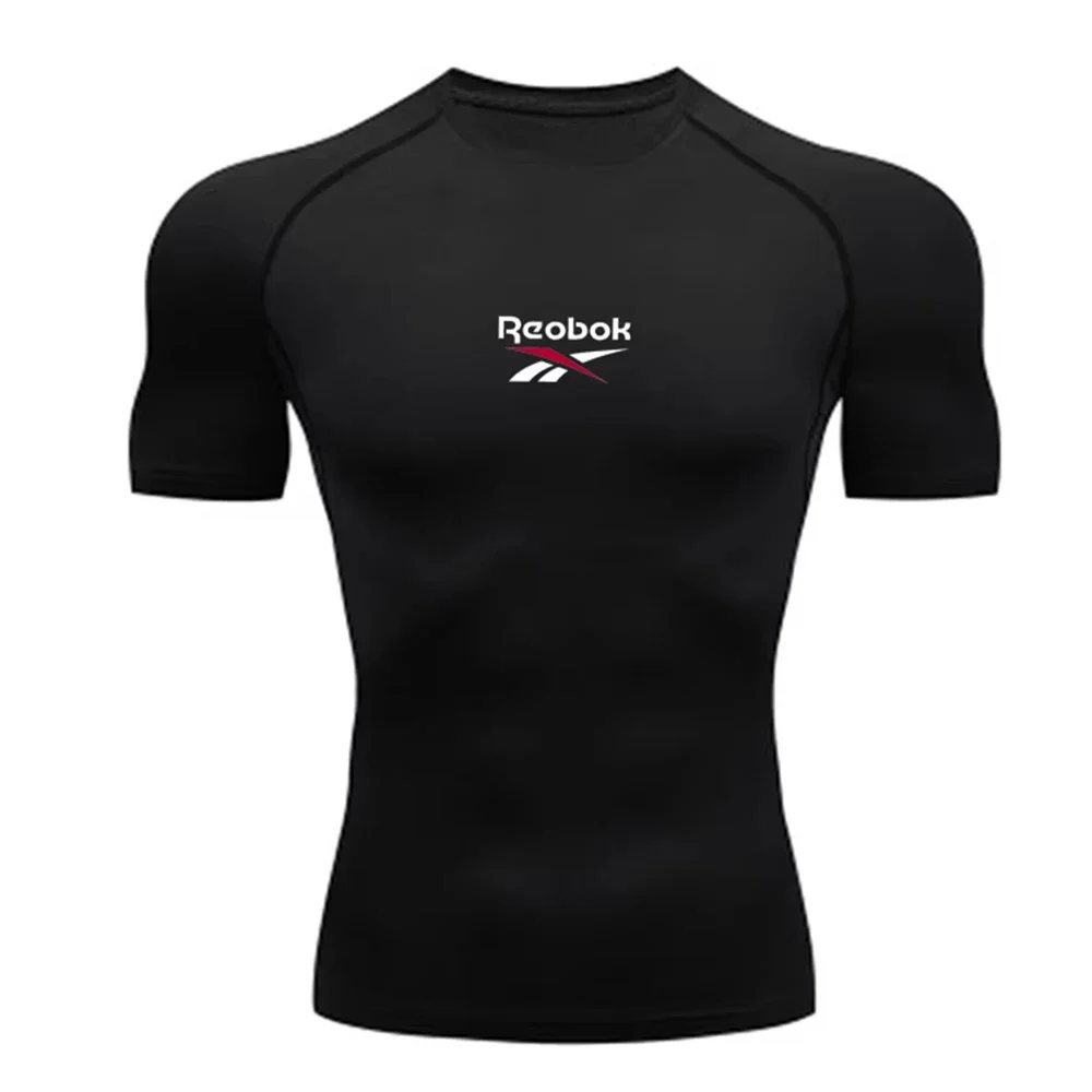 Camiseta justa masculina fitness esportes topo de secagem rápida esportes camiseta de manga curta