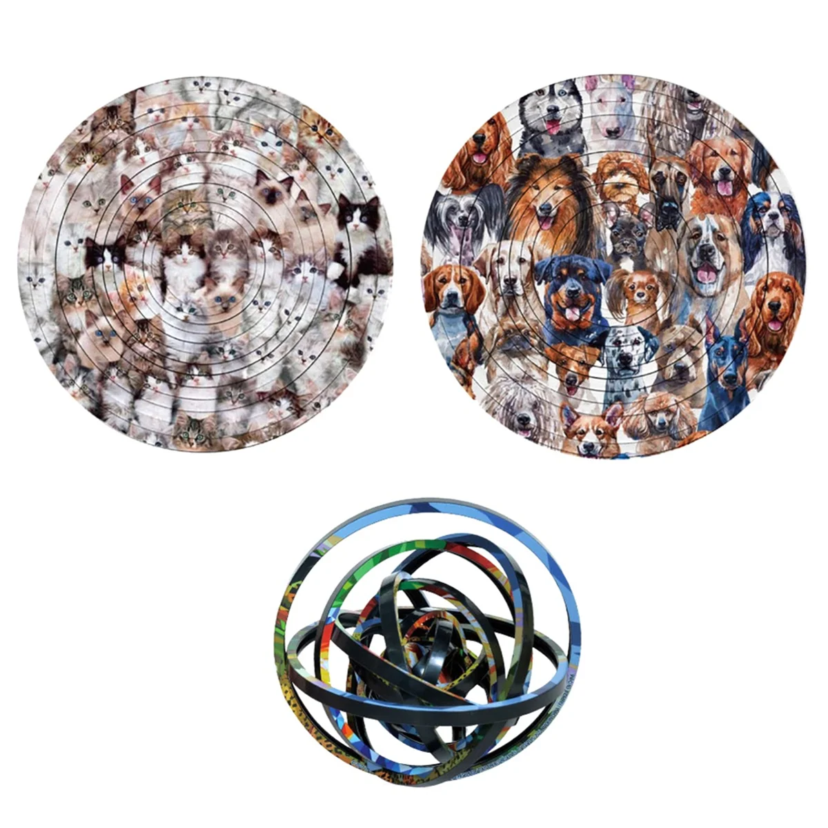 360 Degree Dimensional Rotation Double-Sided Circular Puzzle Toy Rotating Puzzle for Children's Christmas Gifts D