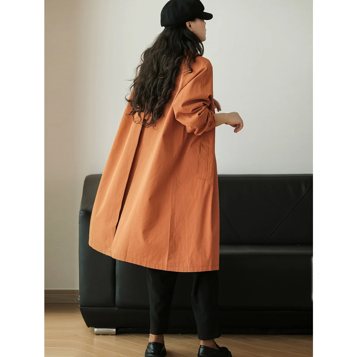 

Women's Clothing loose versatile mid-length windbreaker coat Autumn Winter New 0118