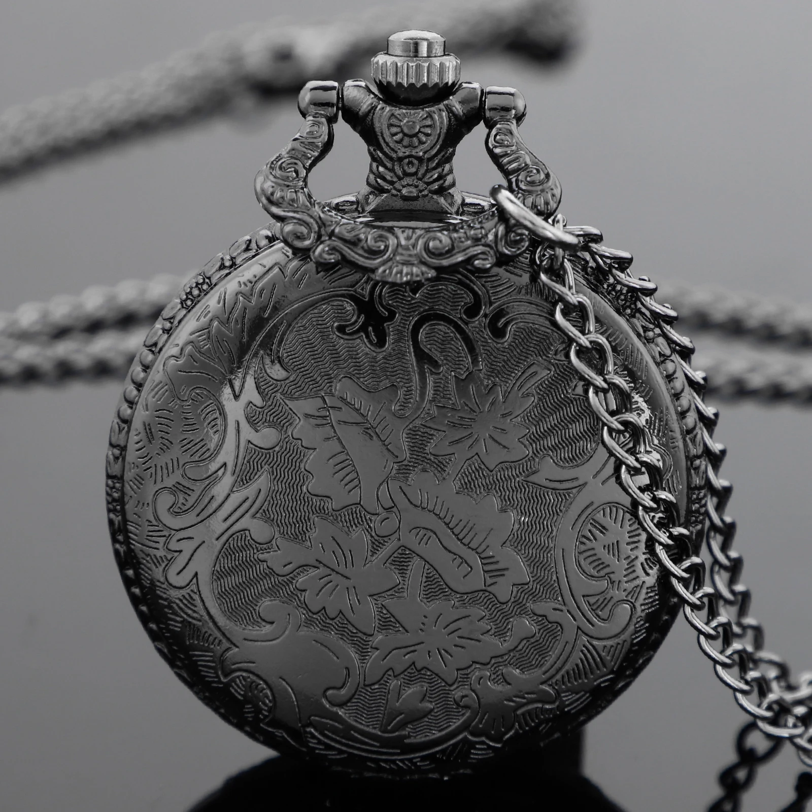 Vintage Black Tree of Life Quartz Pocket Watch Necklace Steam Punk Men's Women Pendant Fob Clock Reloj De Bolsillo