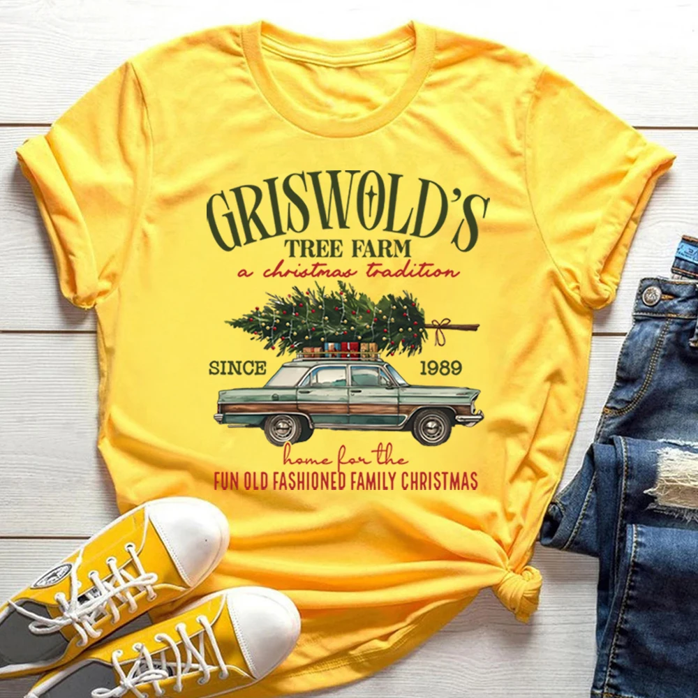 Griswold Kerstboom Boerderij T-shirt jaren '90 Kerst Film Shirt Bijpassende Familie Vakantie Tees Retro Vrolijk Kerstfeest Tshirt Tops