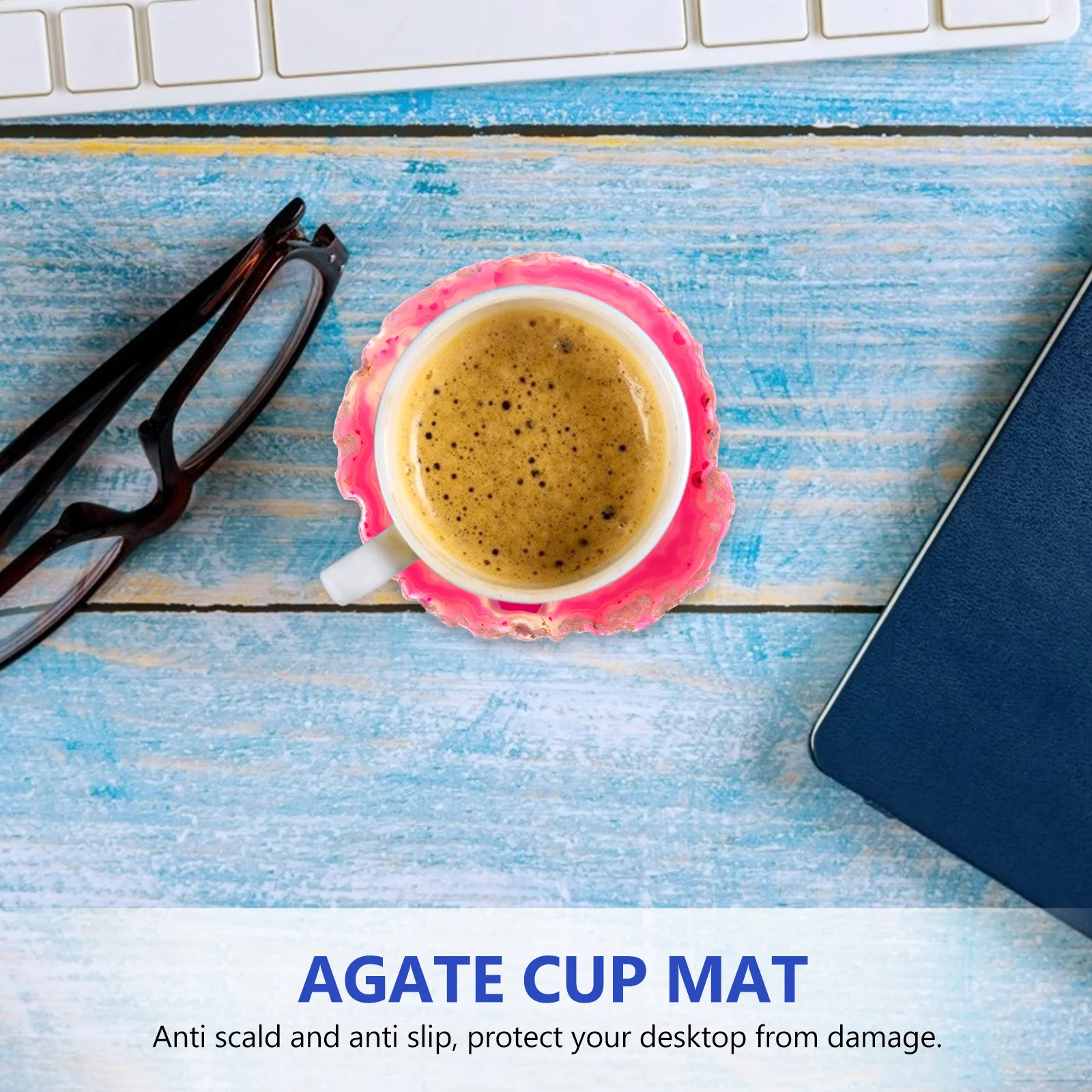 

Agate Stone Coaster Natural Agate Cup Mat Round Drink Coaster Heat Resistant Absorbent Table Protector Home Office Bar