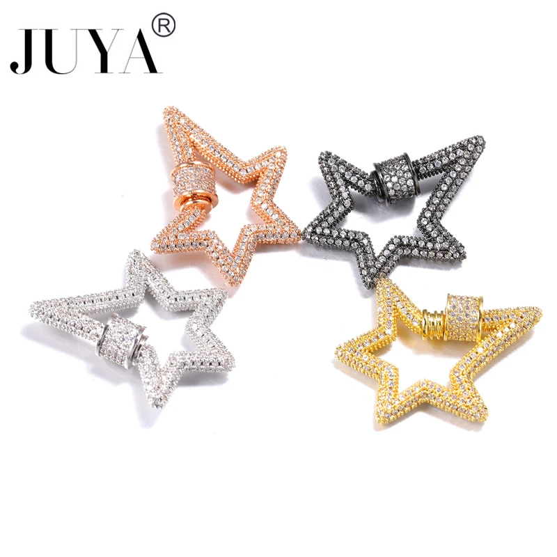 JUYA Luxury Fastener Spiral Clasps for Jewelry Making Cubic Zirconia Mosaic Charm Hook Connectors Jewelry Findings Accessories