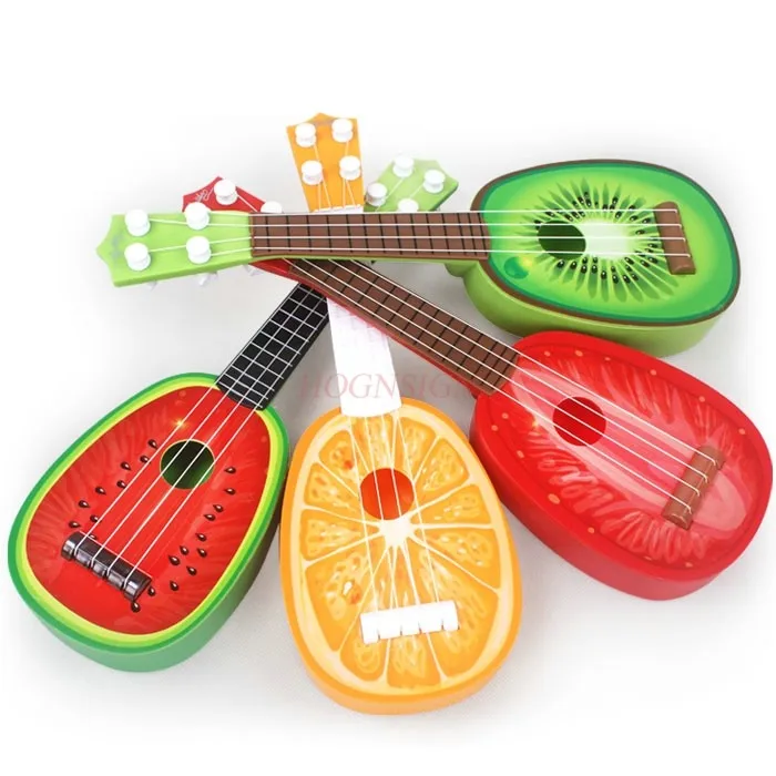 Cartoon fruit Yukrili Ukrili four-string mini guitar, which can play musical instruments, educational children's toys