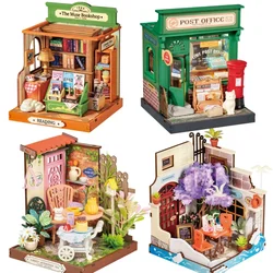 Rolife DIY Miniature House Fancy Tea Yard kit Muse Bookshop kitCentury Postoffice kit Sea Holiday Restaurant for Adult