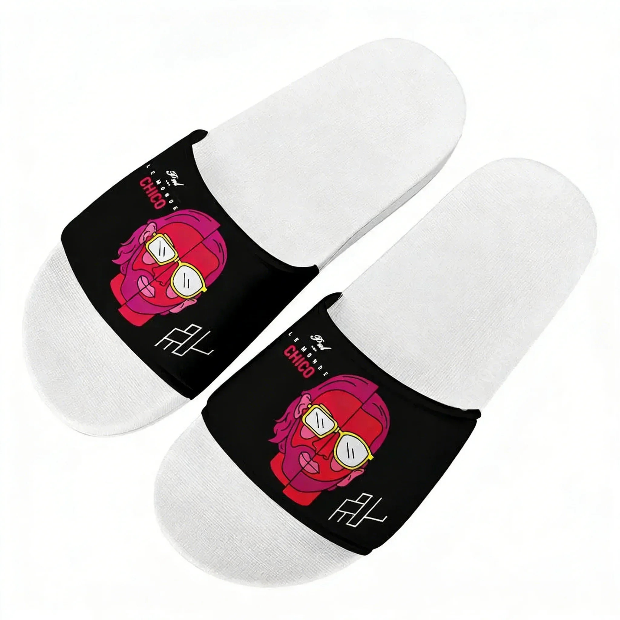 Le Monde Chico Slippers PNL Album French Rapper Man Woman Boy Girl Tailored Slides Sandals Photo Customized Bath Shoes Black view 2