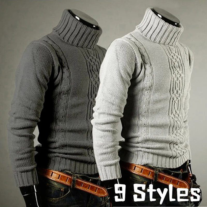 

Winter Men's High Quality Turtleneck Sweater Thicken Sweater Casual Pullover