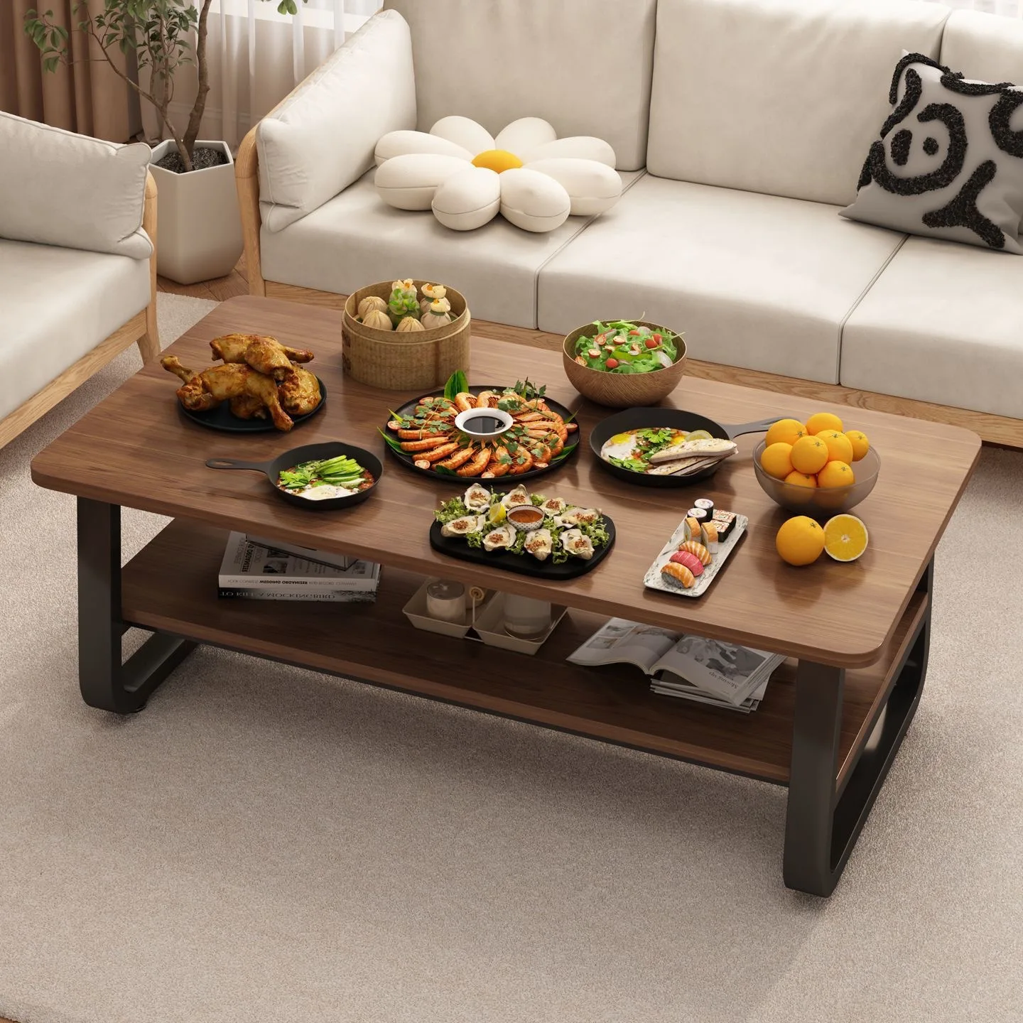 Coffee table small table sofa side cabinet coffee table corner table, modern rental house, simple bedroom side table