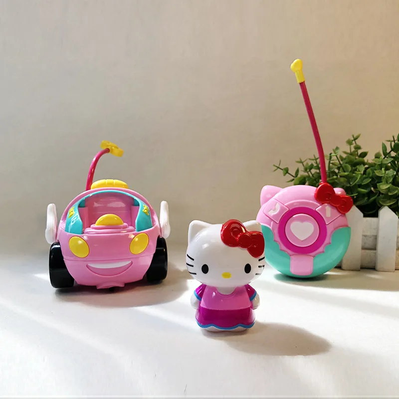 Anime sanrio olá kitty rc carro meninas brinquedos presentes carro de controle remoto kawaii luz elétrica música carro modelo brinquedos presentes do dia das bruxas