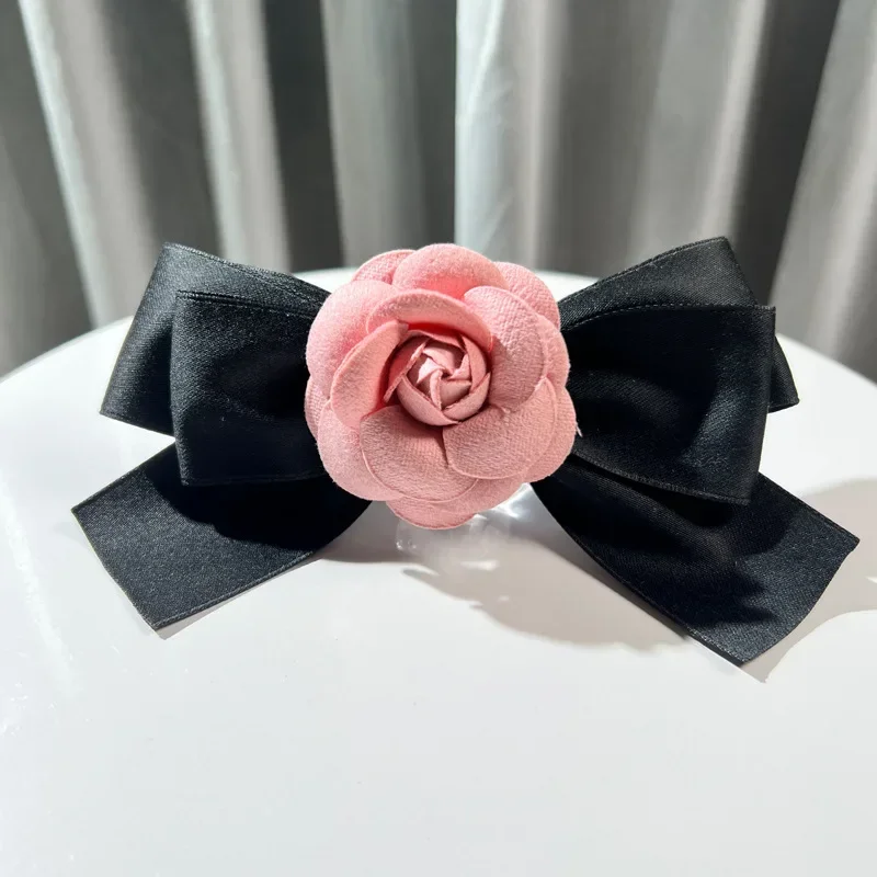 Korean Fabric Camellia Flower Brooch Cloth Art Bow Tie Fashion Jewelry Shirt Dress Collar Pins Brooches for Women Accessories