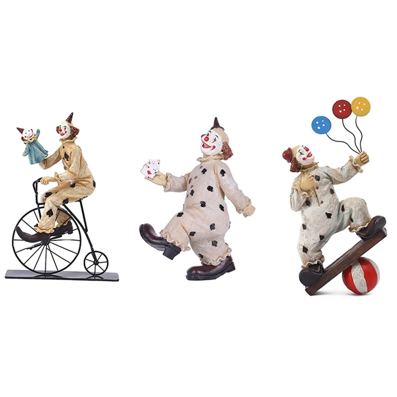 Creatives Clown Circus Statues, Clown Ornaments Home Decor Resin Sculpture, Handmade Crafts Collectible Art Figures-B Durable