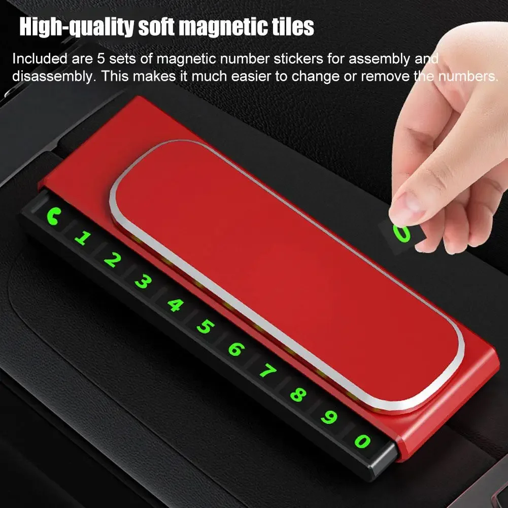 

Universal Mini Car Temporary Number Plate, Portable Parking Card with Phone Number Display, Auto Interior Accessory