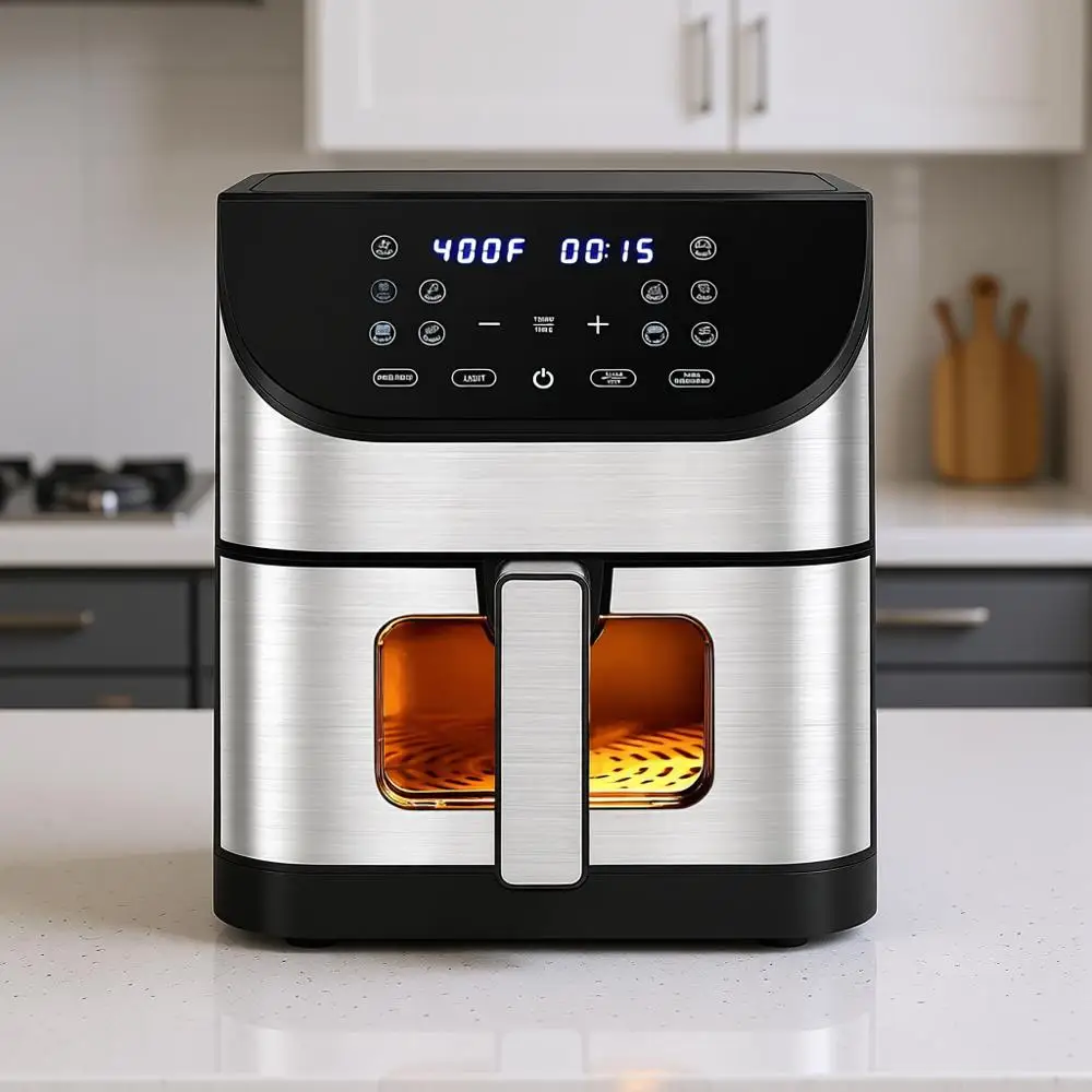 

Аэрофритюрница безмасляная 6,2 л с 10 предустановленными программами, окошком для наблюдения и антипригарной корзиной