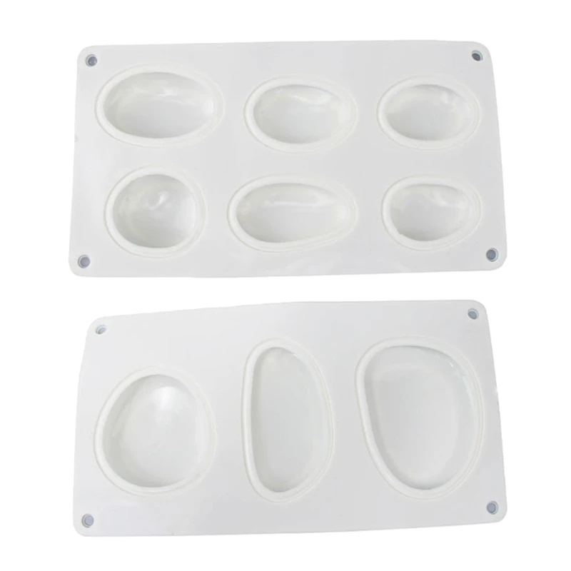 Set of 6 3D Stone Silicone Molds Elliptical Pebble Stone Baking Pan Cake Mousse Dessert Bakeware Plaster Concrete Handma