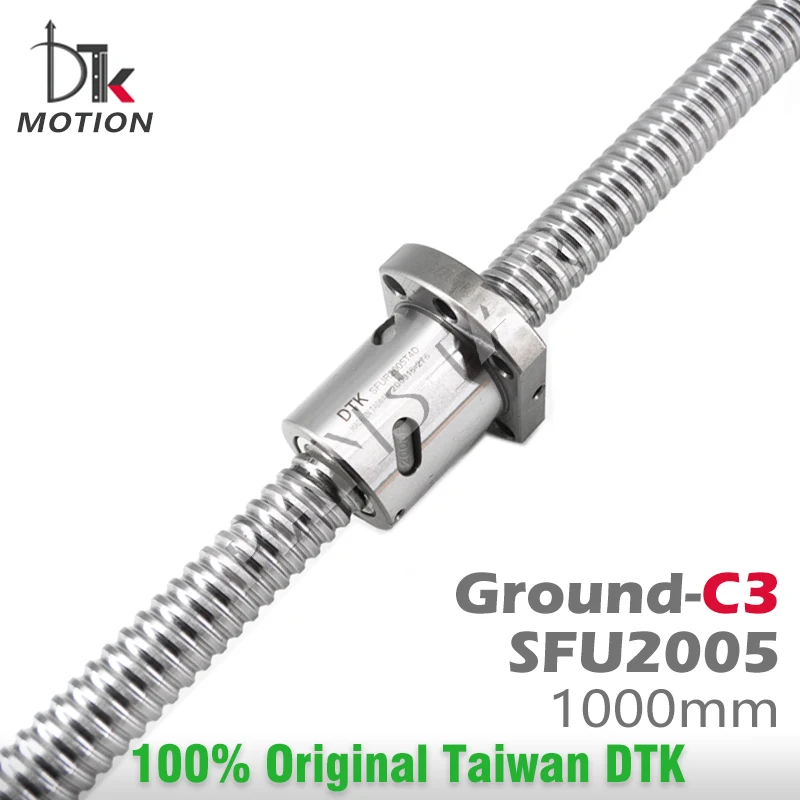 DTK Motion SFU2005 Ground C3 Lead 5mm Ball Screw R20 1000mm Thread Shaft High Precision Flange CNC Grind Spindles Replace TBI