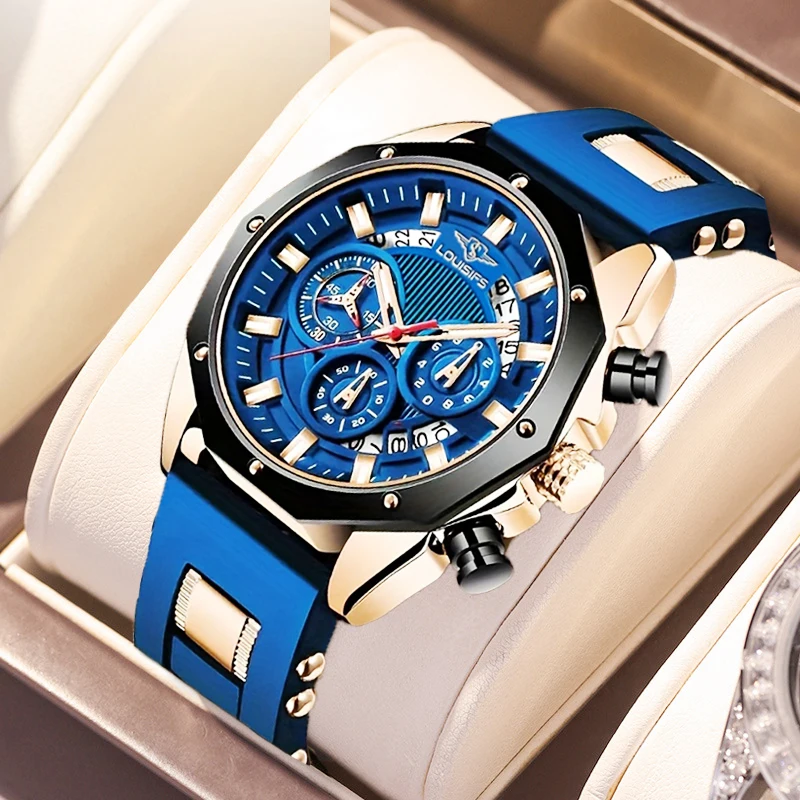 

Новые роскошные повседневные мужские часы, водостойкие светящиеся хронографы, мужские наручные часы с датой, высококачественные военные кварцевые мужские часы