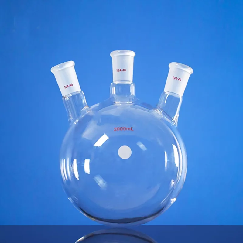 2000ML inclined three-necked flask, thick-walled round-bottomed distillation flask, three-necked reaction flask