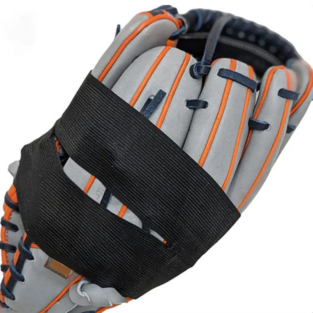 Sangle de fixation pour gants de Baseball, 2 pièces, bande élastique réglable en Polyester noir pour gants, prolonge la durée de vie