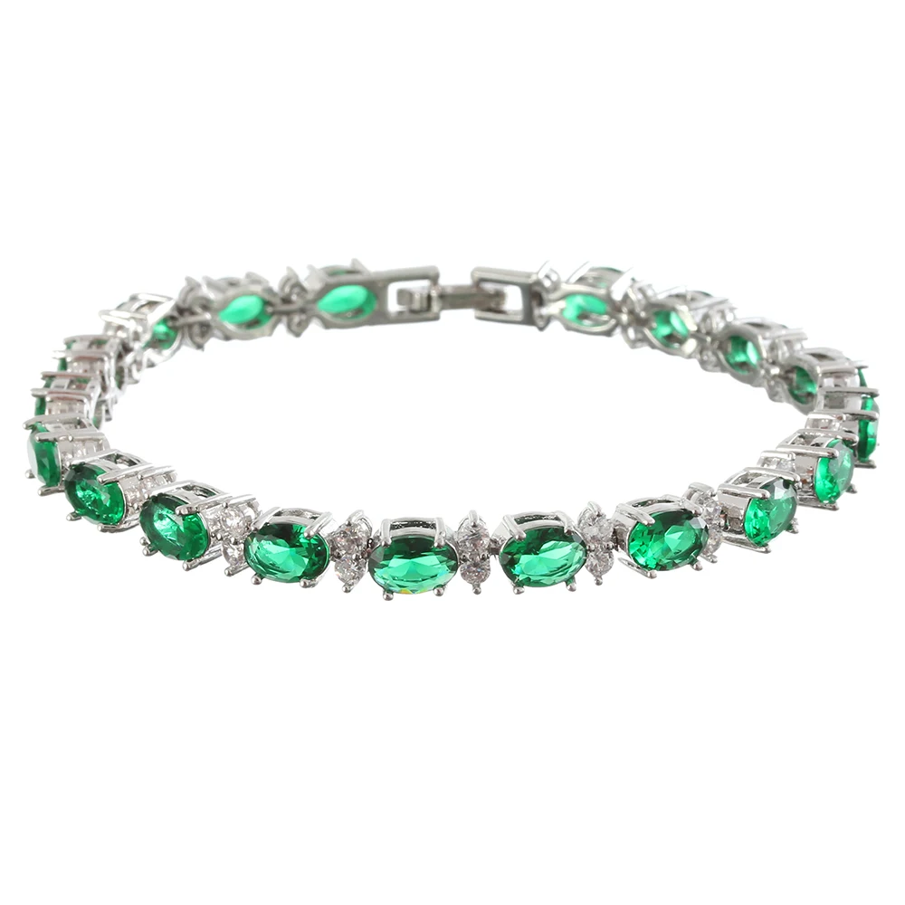 New Designer Emerald Gemstone Bracelet for Women Fashion 925 Silver Bracelet Charm Wedding Jewelry Wholesale