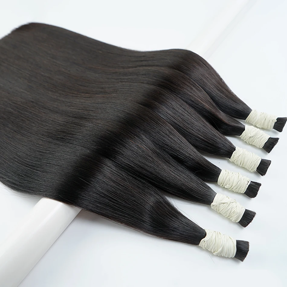 ที่ยังไม่ได้ 100% ผมจริงBulksเวียดนามไม่มีWeftธรรมชาติWavy Human Hair Extensions Originalทอผ้าสําหรับBraiding